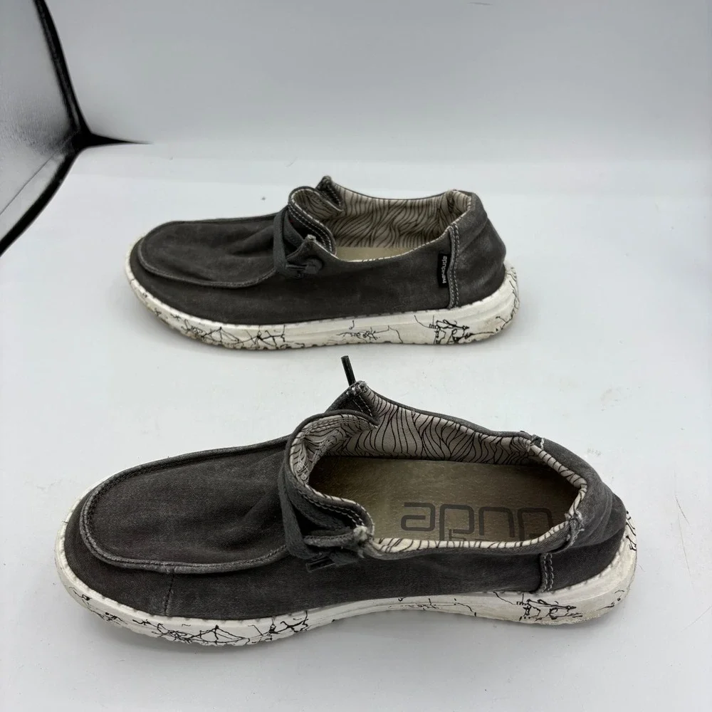 Hey Dude Shoes Womens Size 6 Wendy Moonwash Gray Canvas Slip‎ On Loafer Casual